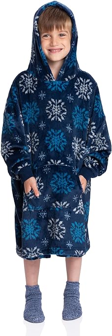 Kids Blue Sherpa Hooded Wearable Blanket - The Ultimate Cozy Companion