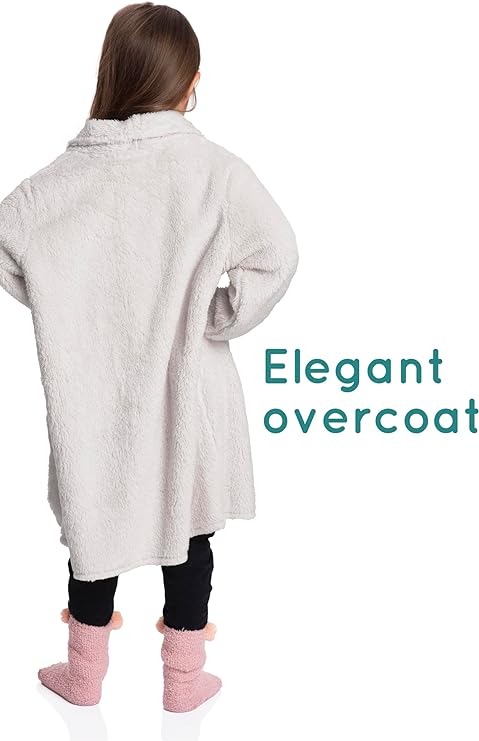 Soft Elegance: Girls Gray Sherpa Jacket - Chic Back-to-School Warmth for Young Trendsetters