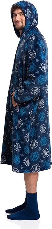 Adults' Blue Sherpa Wearable Blanket Hoodie with Snowflake Design