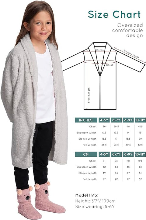 Soft Elegance: Girls Gray Sherpa Jacket - Chic Back-to-School Warmth for Young Trendsetters