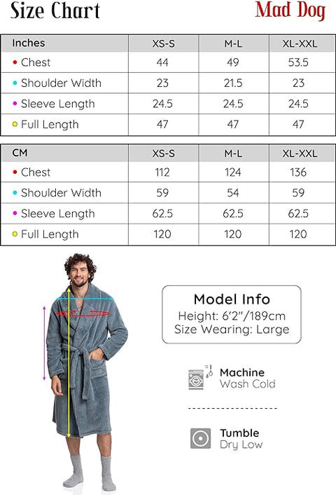 Denim-inspired Comfort: Men's Full-Length Sherpa Robe in Jeans - Winter Relaxation at its Finest