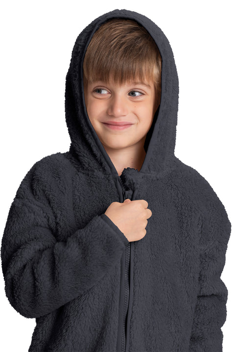 Frosty Fun: Boys’ Toasty Sherpa Jacket for Cool Outdoor Play - Gray
