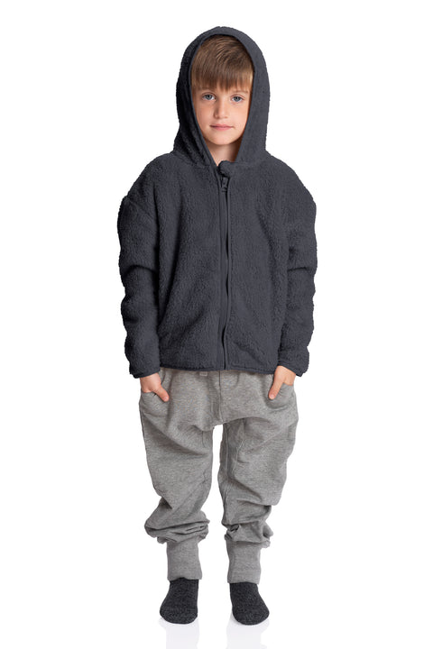Frosty Fun: Boys’ Toasty Sherpa Jacket for Cool Outdoor Play - Gray
