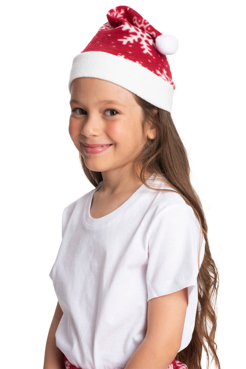 Family Christmas Pajama Pants with Santa Hat - Cozy Holiday Cheer in Plaid - Kids Red