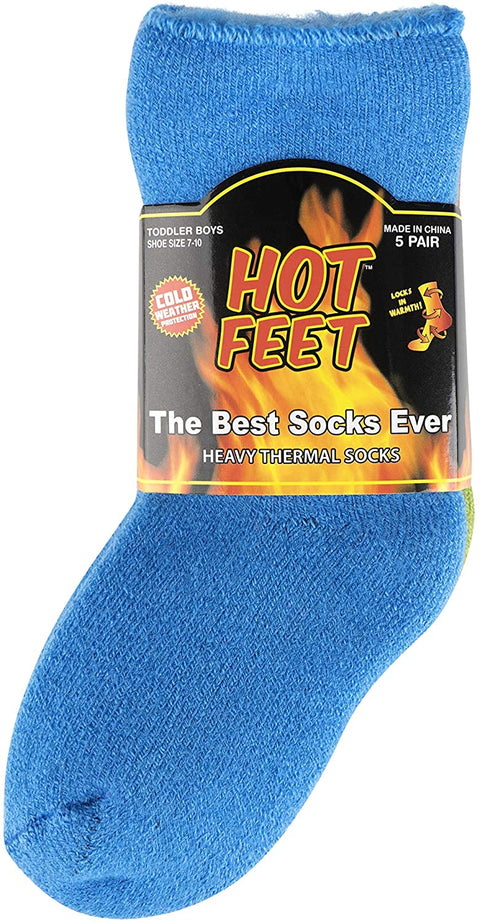 Hot Feet Toddler Girls 5pk Crew Thermal Socks w/Soft Thick Brushing Inside