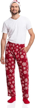 Family Christmas Pajama Pants with Santa Hat - Cozy Holiday Cheer in Plaid - Men Red