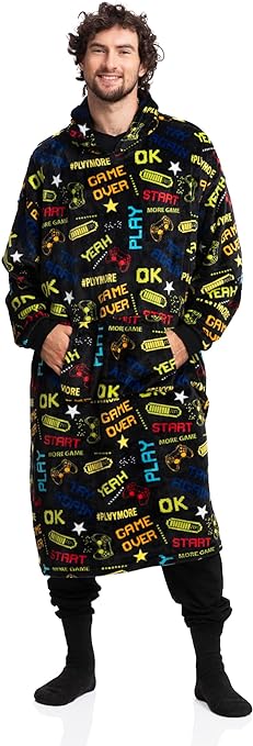 Ultimate Gamer's Fleece Hoodie Blanket - Comfort and Style for Gaming and Beyond for Men