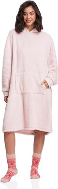 Warm Embrace Baby Pink Sherpa Hoodie Wearable Blanket - The Ultimate Women's Winter Loungewear
