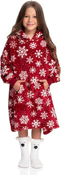 Red Sherpa Wearable Blanket Hoodie for Kids - Embrace Warmth & Style!