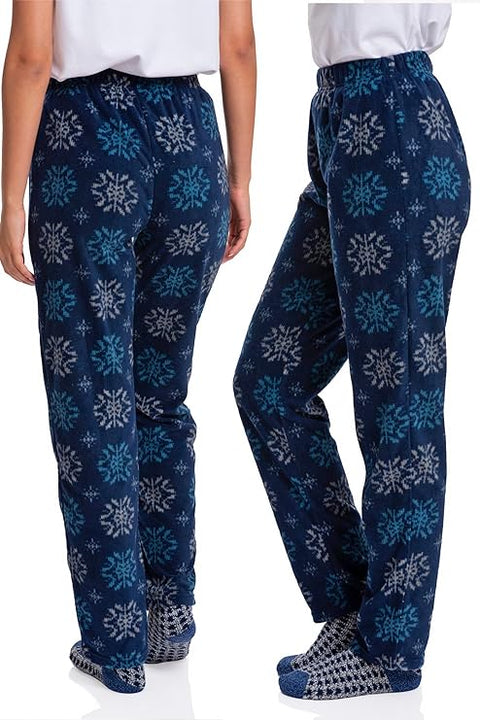 Family Christmas Pajama Pants with Santa Hat - Cozy Holiday Cheer in Plaid - Women Blue