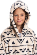 Beige Print Kids Sherpa Hoodie Blanket - Ultimate Coziness for Play, Sleep, and Adventure