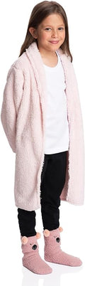 Rosy Embrace: Girls Pink Sherpa Jacket - Soft Back-to-School Warmth for Little Trendsetters