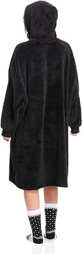 Warm Embrace Black Sherpa Hoodie Wearable Blanket - The Ultimate Women's Winter Loungewear