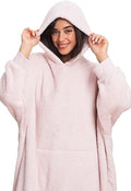 Warm Embrace Baby Pink Sherpa Hoodie Wearable Blanket - The Ultimate Women's Winter Loungewear