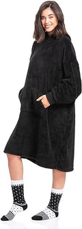 Warm Embrace Black Sherpa Hoodie Wearable Blanket - The Ultimate Women's Winter Loungewear