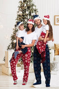 Family Christmas Pajama Pants with Santa Hat - Cozy Holiday Cheer in Plaid - Women Red