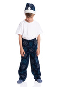 Family Christmas Pajama Pants with Santa Hat - Cozy Holiday Cheer in Plaid - Kids Blue