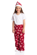 Family Christmas Pajama Pants with Santa Hat - Cozy Holiday Cheer in Plaid - Kids Red