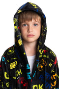 Pixel-Perfect Warmth: Boys Fleece Gaming Console Robe - Cozy Quests for Young Gamers