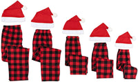 Matching Family Plaid Buffalo Christmas Pajama Pants + Santa Hat Set
