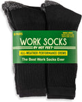 HOT FEET 10 pack Men’s Crew Work and Outdoor Sock, Cotton Blend, Cushioned Foot, Reinforced Heel and Toe