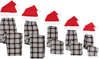 Matching Family Black and White Plaid Christmas Pajama Pants + Santa Hat Set