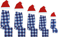 Matching Family Christmas Pajama Pants + Santa Hat Set Blue/White
