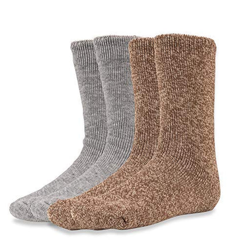 Hot Feet Cozy, Heated Thermal Socks for Men, Warm, Patterned 4 Pack Crew Socks, USA Men’s Shoe Sizes 6 – 12.5 (Gray Heather/Oatmeal Heather)